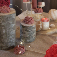 Trio floral marron bougies parfumées à la rose